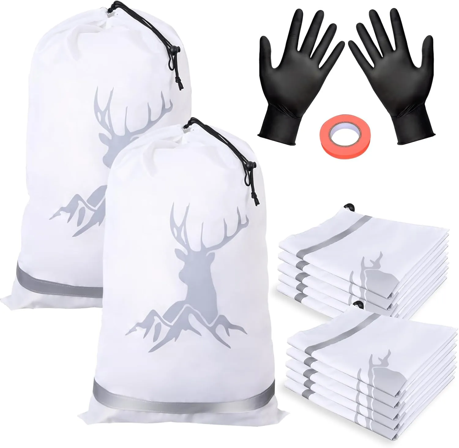 12 Pack for Hunting,Hunting Game Bags with Reflective Strips,Reusable Waterproof Caribou Game Bag 20" x 30" -Big Game Bag for Elk Caribou