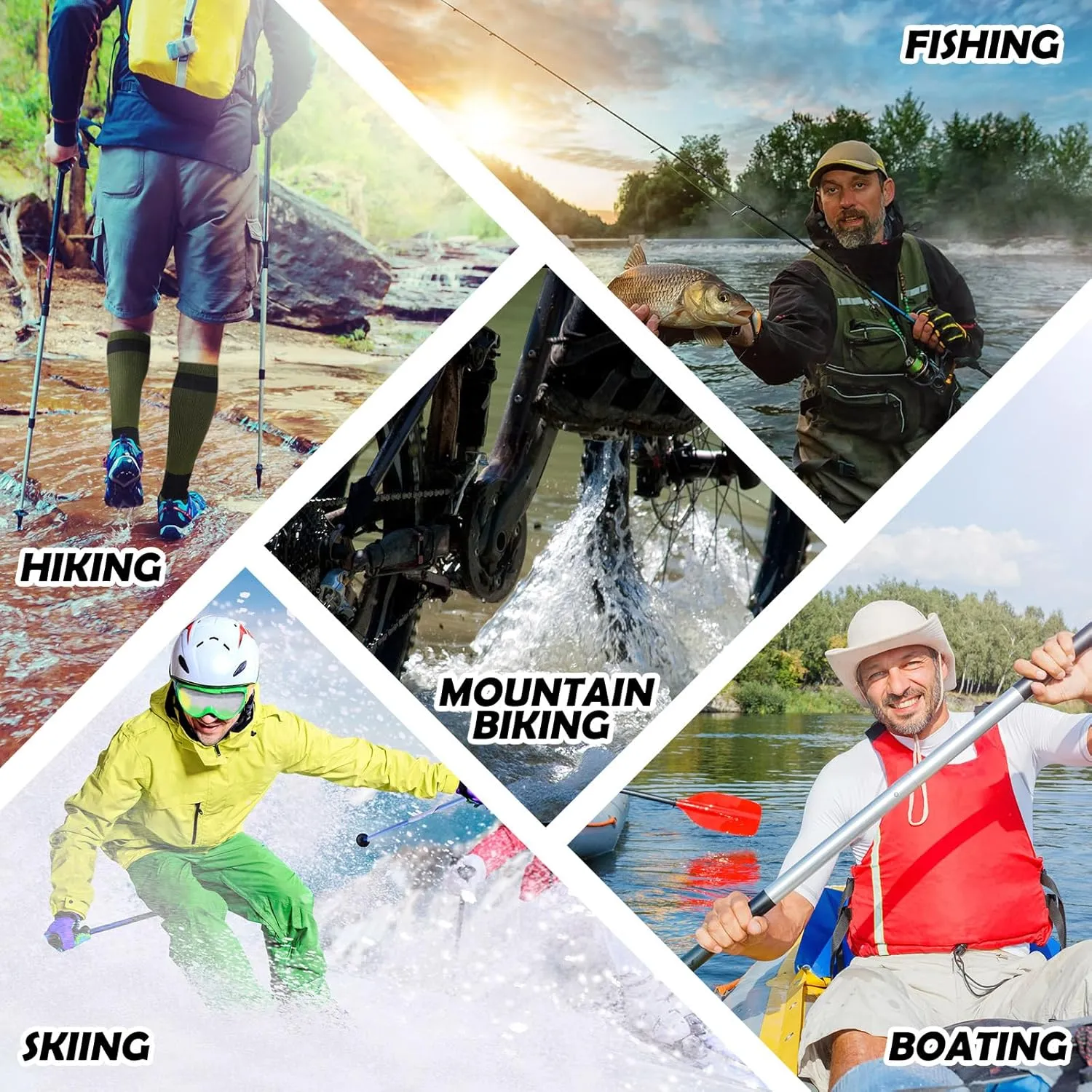 2 Pairs Knee High Waterproof Socks Women for Men Breathable Outdoor Wading Socks for Hiking Fishing Skiing