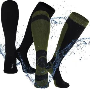 2 Pairs Knee High Waterproof Socks Women for Men Breathable Outdoor Wading Socks for Hiking Fishing Skiing