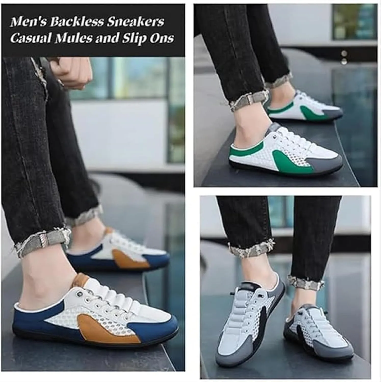 2024 New Men Slip on Mule Sneakers Men Slippers Casual Sports Shoes Low Top Baotou Half Drag Sneakers for Men, Fashionable Mens Slip On Shoes for Spring Summer