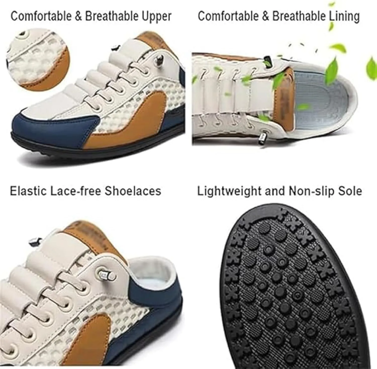 2024 New Men Slip on Mule Sneakers Men Slippers Casual Sports Shoes Low Top Baotou Half Drag Sneakers for Men, Fashionable Mens Slip On Shoes for Spring Summer