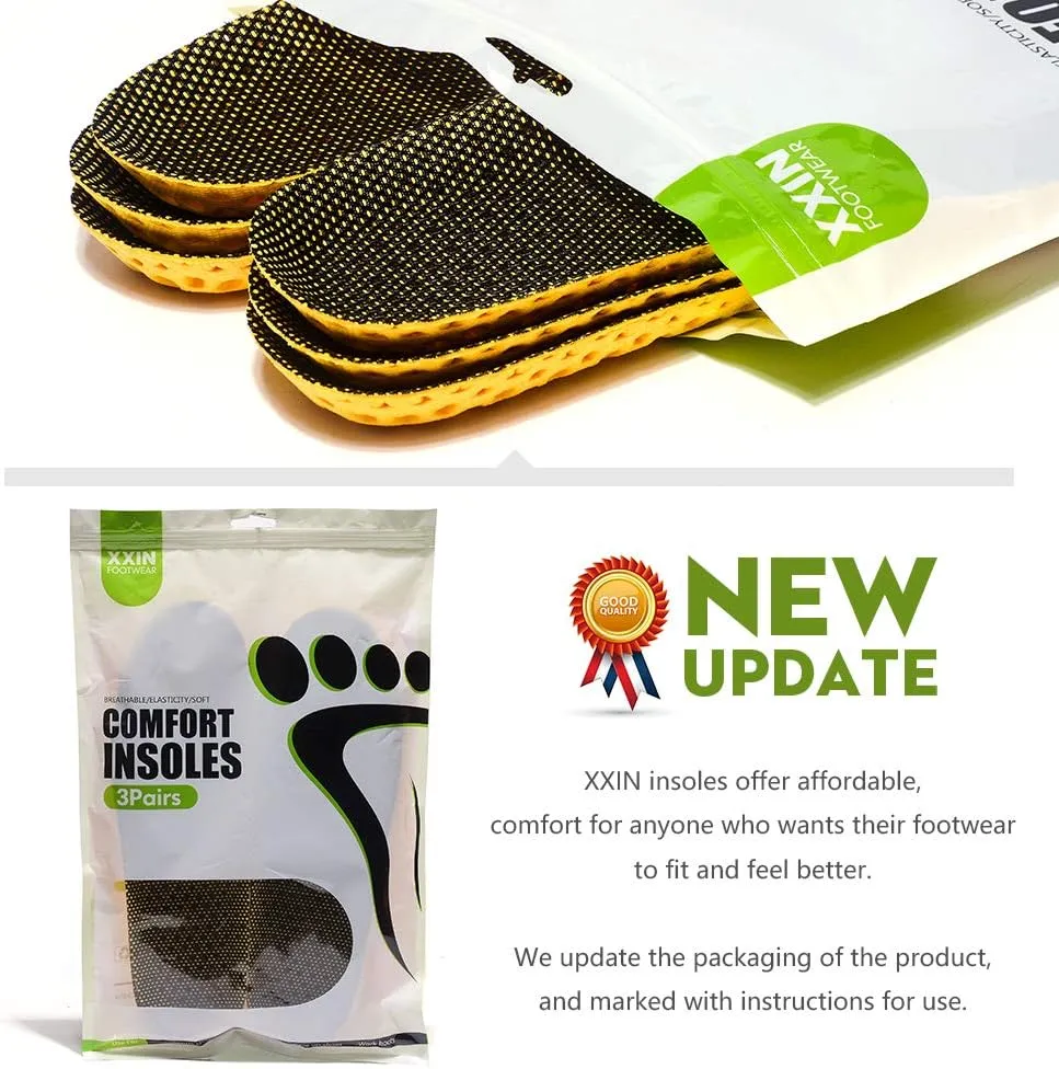 3 Pairs Breathable Water Sports Shoes Inserts Replacement Insoles for Men (US8-11)