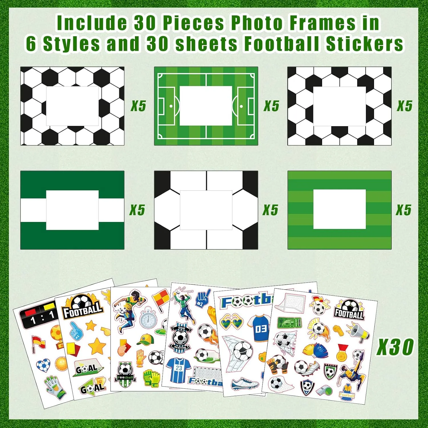 30 Sets Soccer Picture Frame Craft Kit Sport Themed Photo Frame DIY Paper Craft with Stickers for Classroom Fun Home Activities Athletes Coaches Teams Gifts