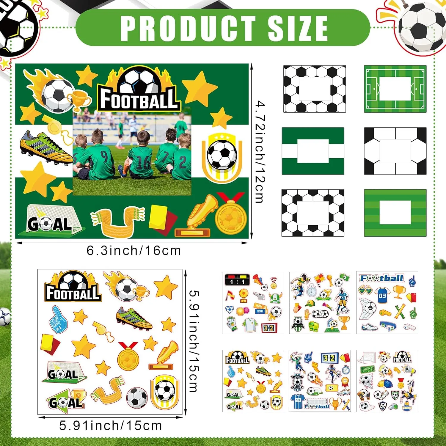 30 Sets Soccer Picture Frame Craft Kit Sport Themed Photo Frame DIY Paper Craft with Stickers for Classroom Fun Home Activities Athletes Coaches Teams Gifts