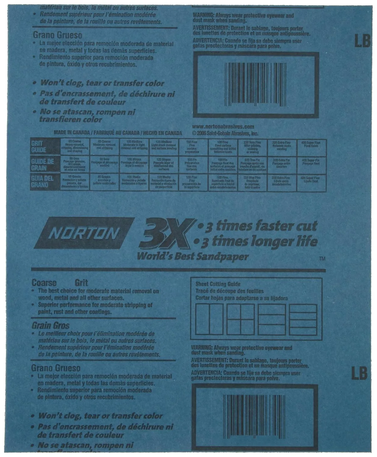 9" x 11" Norton 02642 ProSand Sanding Sheet 60-Grit Job-Pack