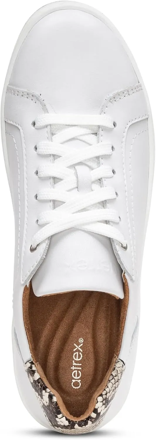 Aetrex Women's Blake Leather Arch Support Orthopedic Sneakers - Neutral Adjustable Lace Up Lightweight Casual Walking Sneakers for Women