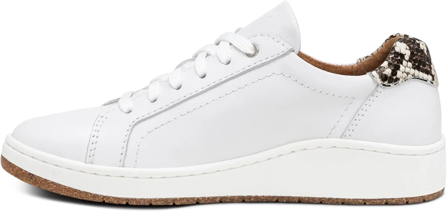 Aetrex Women's Blake Leather Arch Support Orthopedic Sneakers - Neutral Adjustable Lace Up Lightweight Casual Walking Sneakers for Women