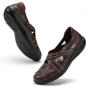 Ahico Women's Classic Leather Loafer Comfort Soft Flats Fashion Casual Leather Sandal Closed Toe Walking Shoes for Daily Working