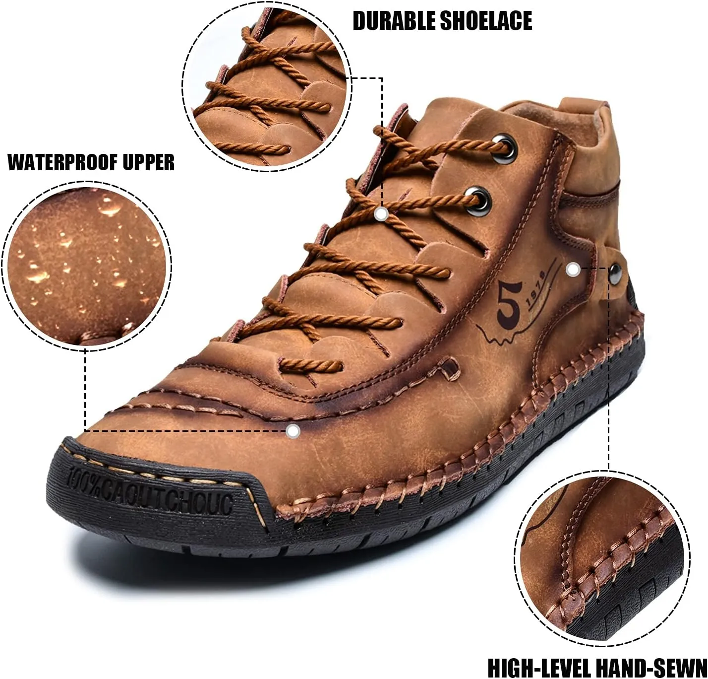 alcubieree Mens Casual Leather Shoes Ankle Chukka Boots Slip On Lightweight Loafers Mid top Walking Driving Shoes for Male