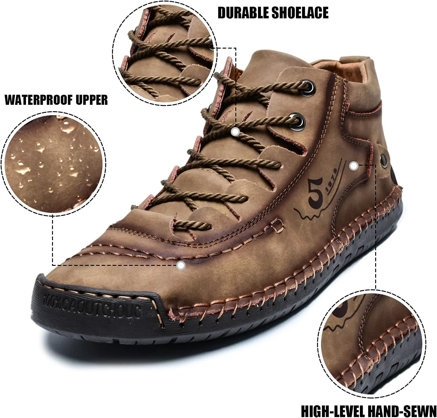 alcubieree Mens Casual Leather Shoes Ankle Chukka Boots Slip On Lightweight Loafers Mid top Walking Driving Shoes for Male