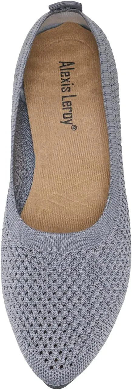 Alexis Leroy Women's Loafer Mesh-Breathable Walking Shoes Slip On Casual Elastic Knit Lightweight Dressy Ballet Shoes