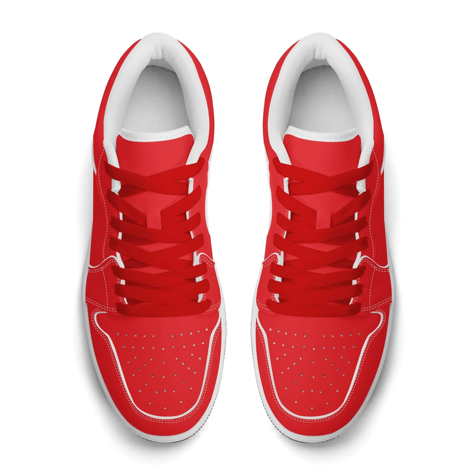 Alizarinrote Low Top Leder Sneaker für Damen