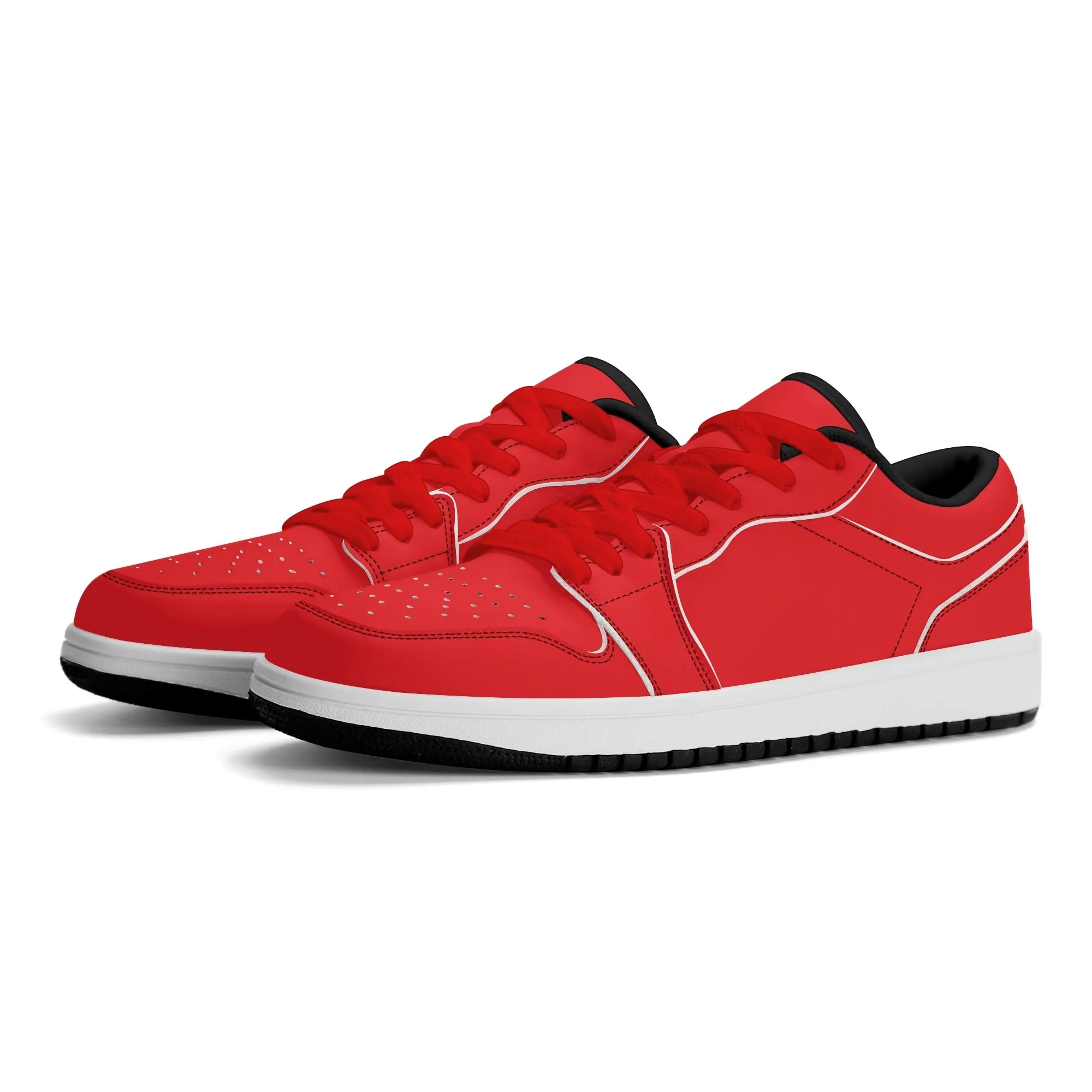 Alizarinrote Low Top Leder Sneaker für Damen