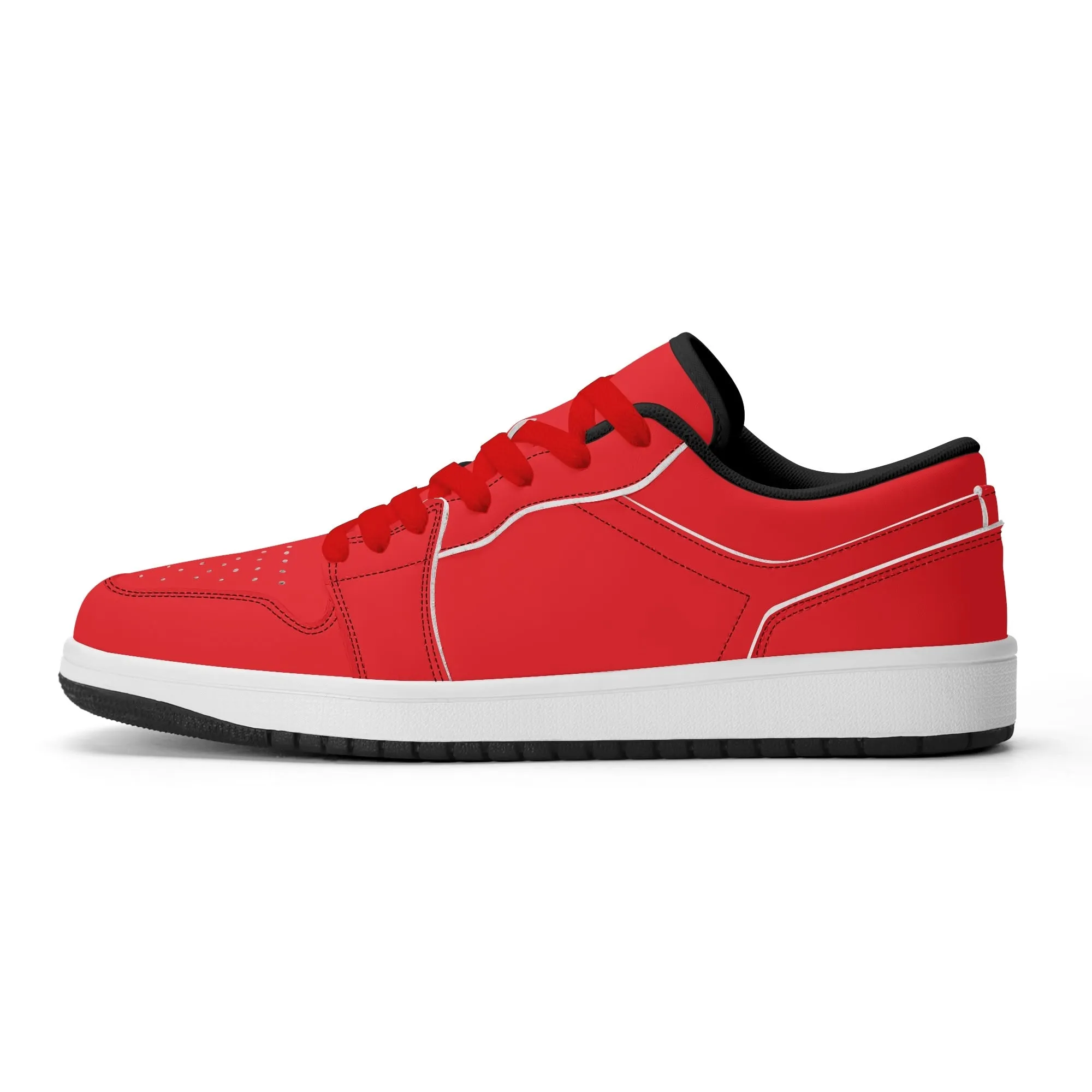 Alizarinrote Low Top Leder Sneaker für Herren