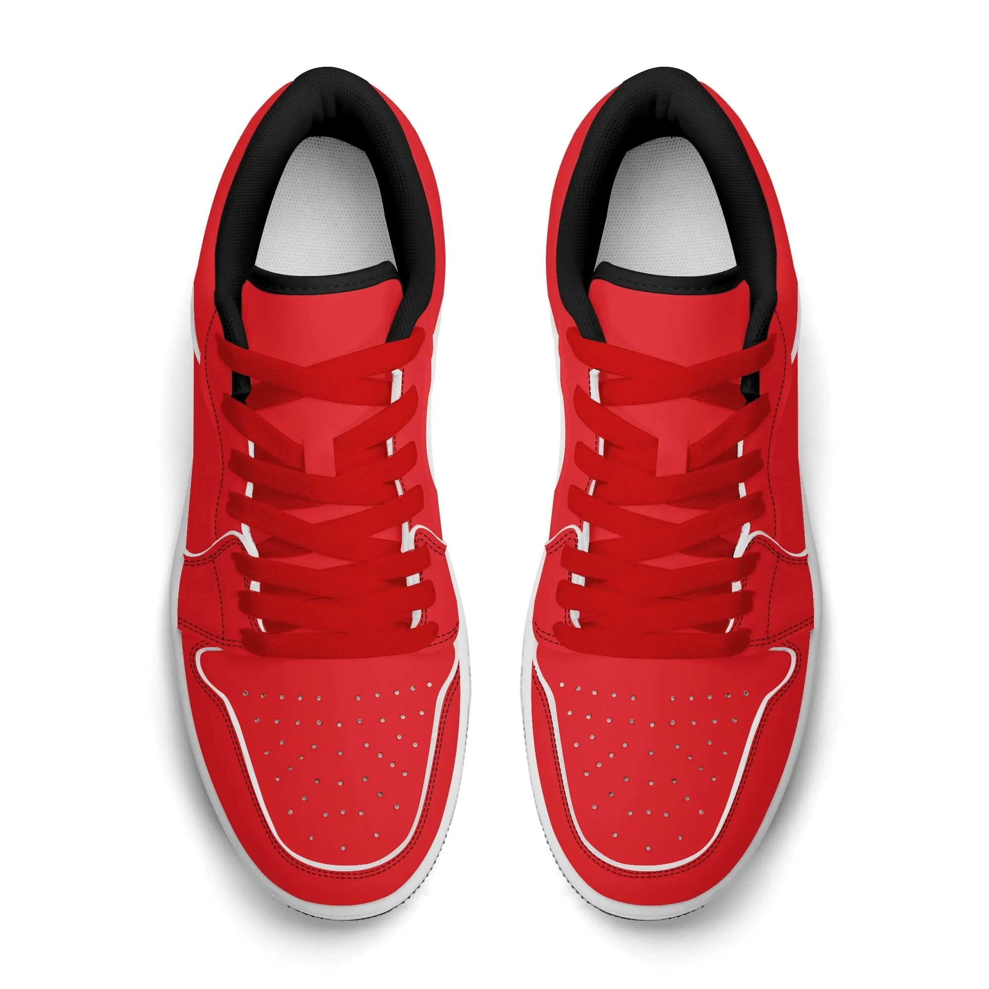 Alizarinrote Low Top Leder Sneaker für Herren