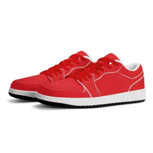 Alizarinrote Low Top Leder Sneaker für Herren