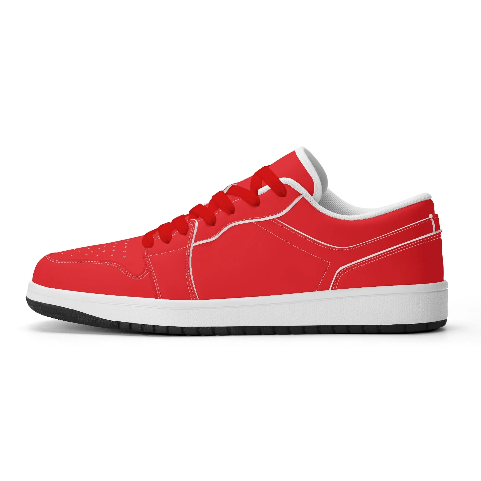 Alizarinrote Low Top Leder Sneaker für Herren