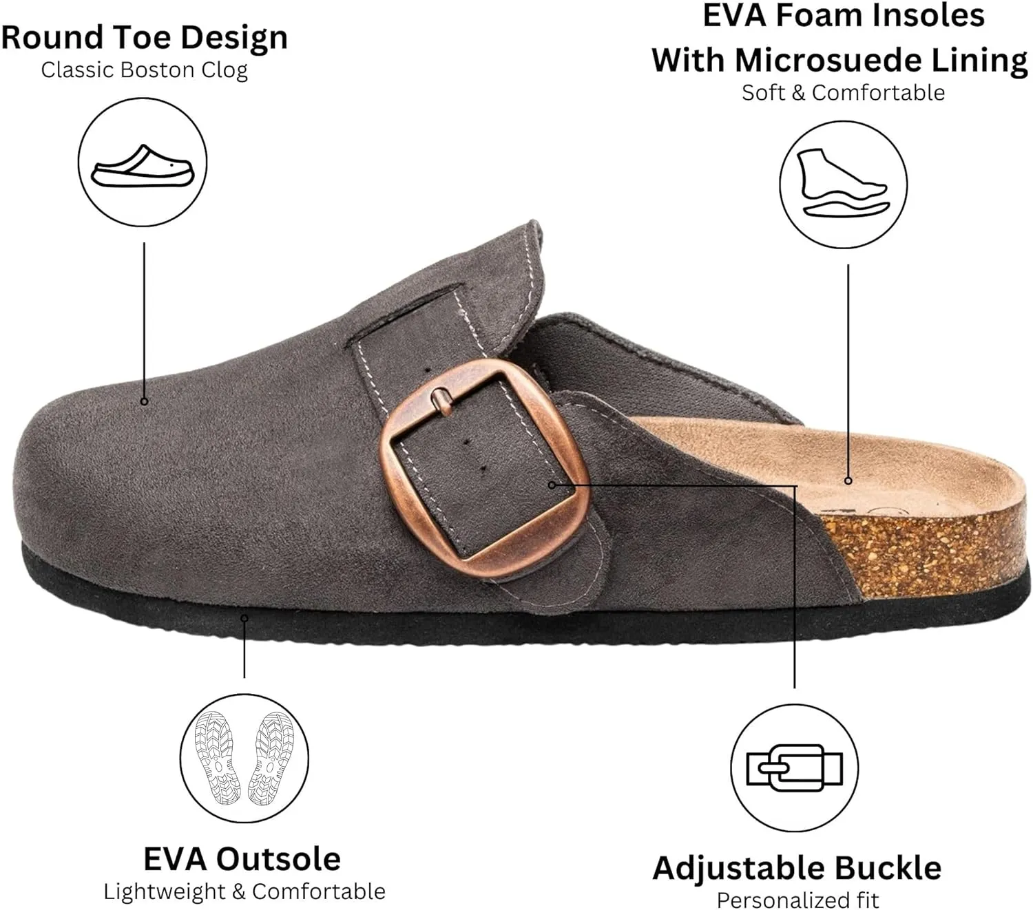 Alpine Swiss Edith Womens Clogs Cork Footbed Slippers Mules Slip On Potato Shoes
