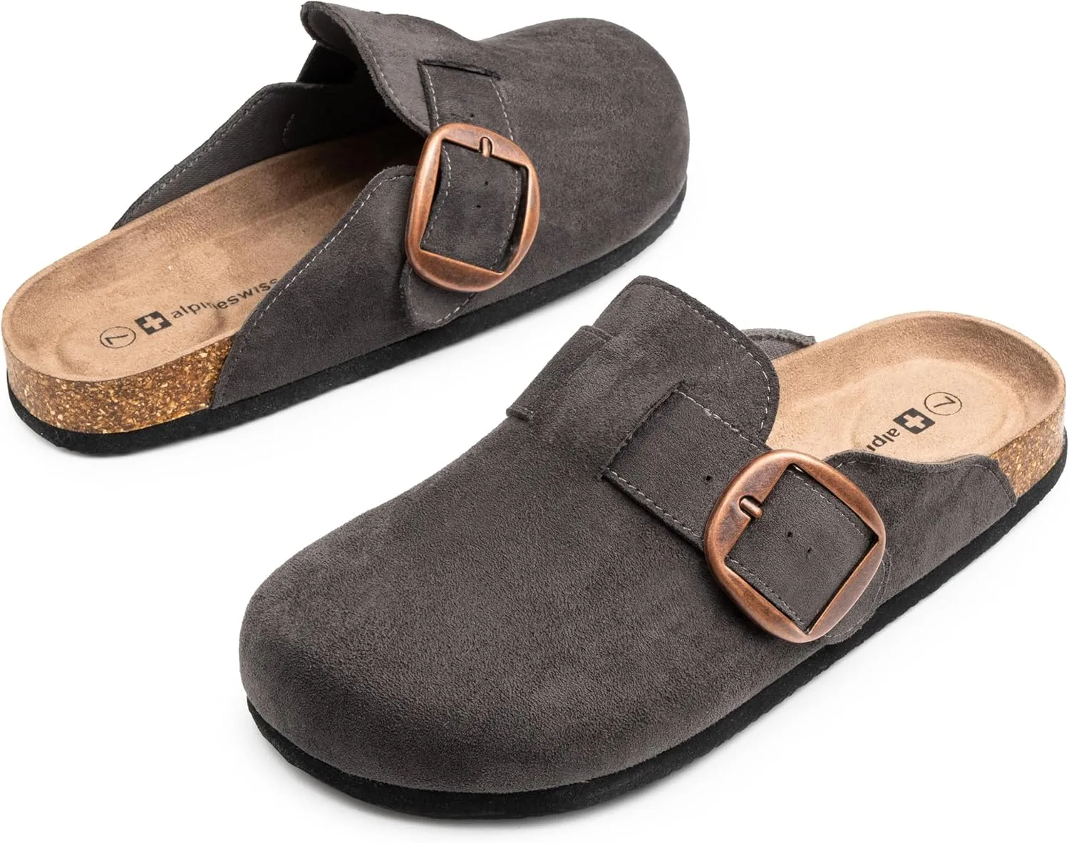 Alpine Swiss Edith Womens Clogs Cork Footbed Slippers Mules Slip On Potato Shoes
