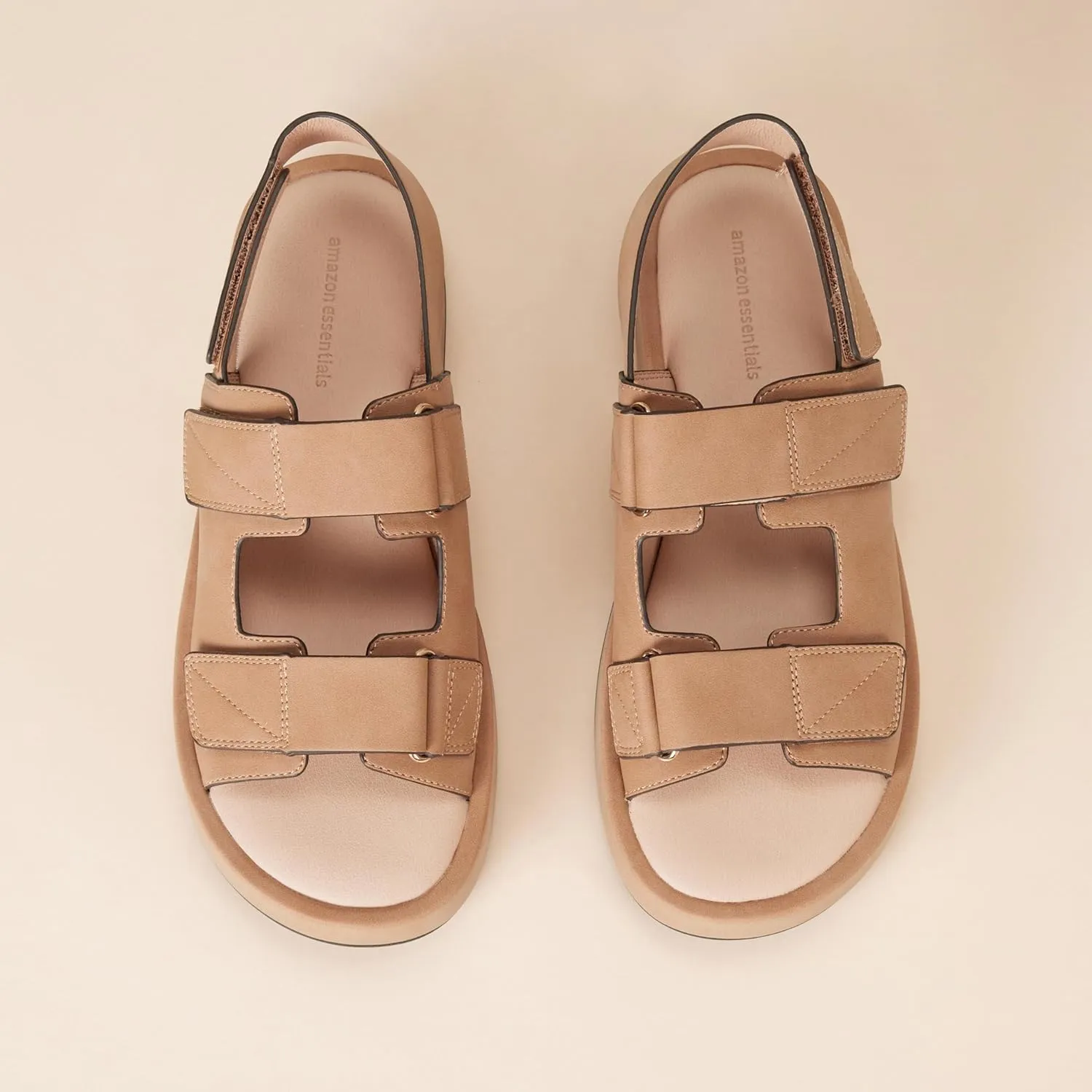 Amazon Essentials Women's Adjustable Triple Strap Flat Platform Sandal