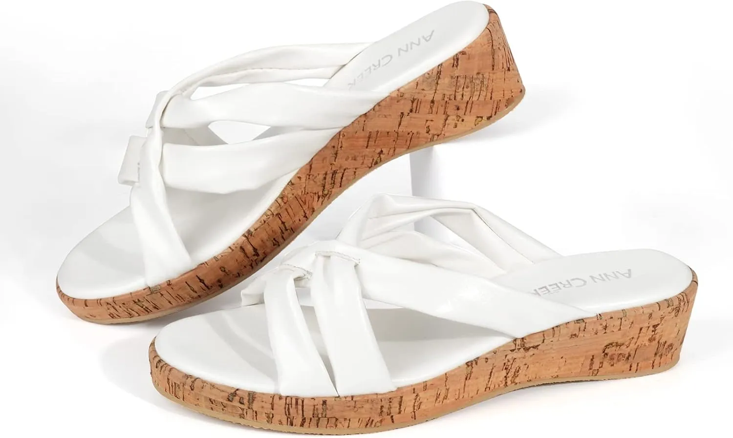 ANN CREEK Wedge Sandals for Women Open toe platform Shoes Casual Slip On Summer Sandals Black Heeled Sandals Cork Wedge Heel Mules Slides Platform Strappy Mule Sandals