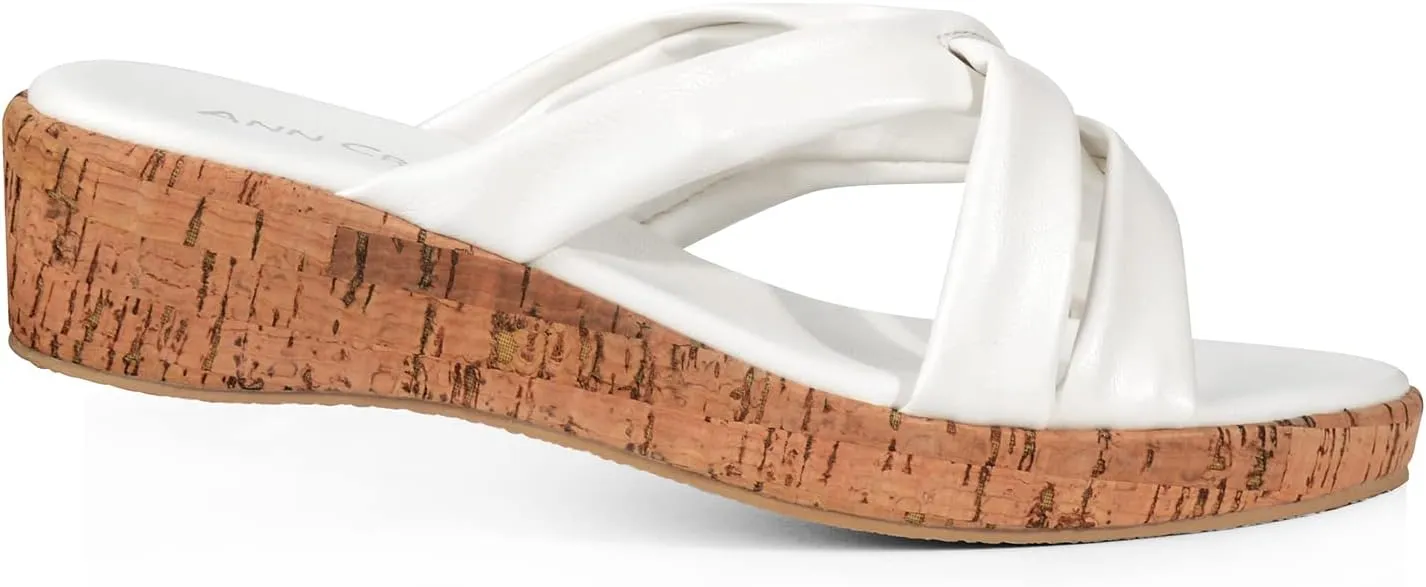 ANN CREEK Wedge Sandals for Women Open toe platform Shoes Casual Slip On Summer Sandals Black Heeled Sandals Cork Wedge Heel Mules Slides Platform Strappy Mule Sandals