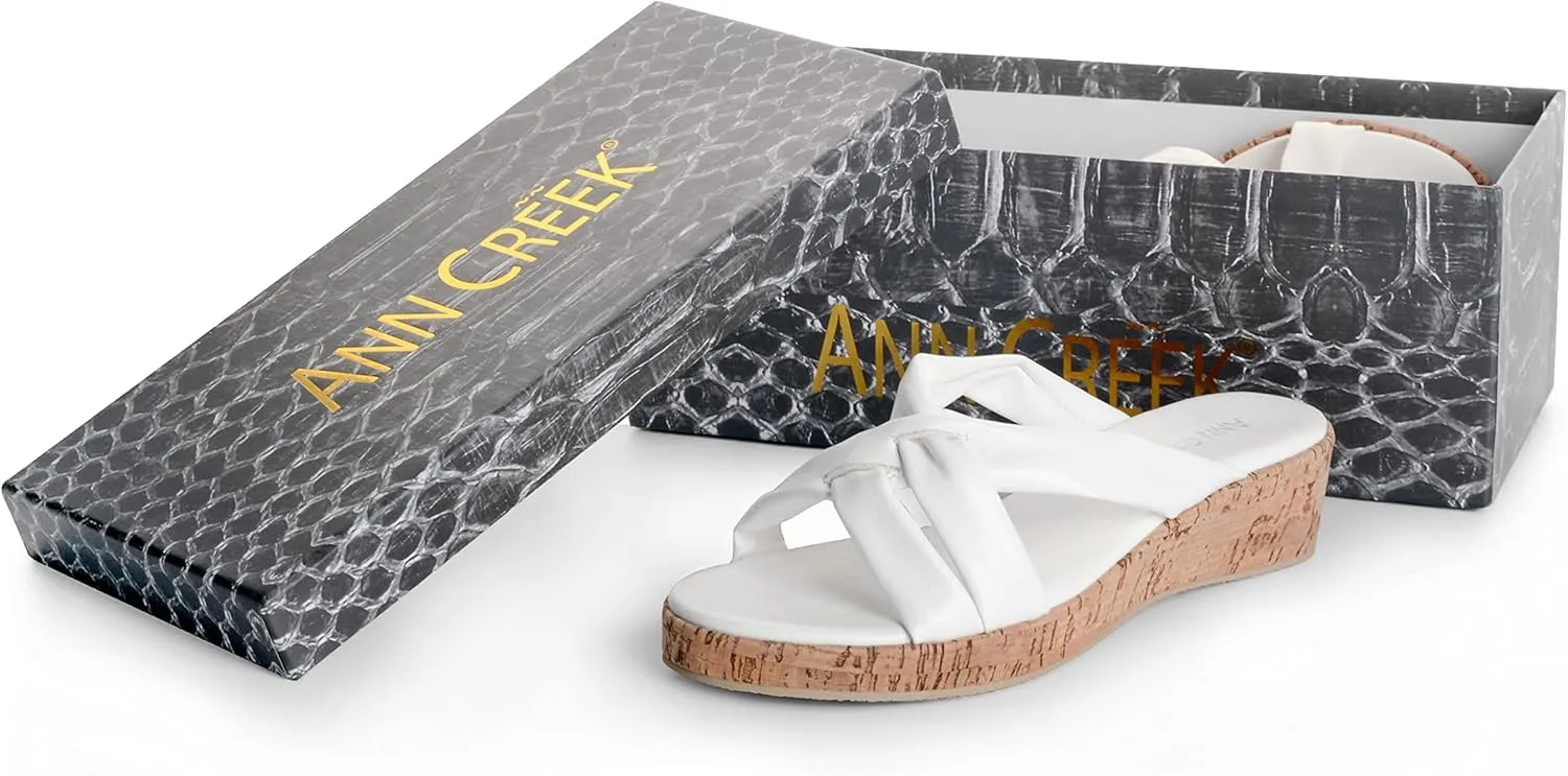 ANN CREEK Wedge Sandals for Women Open toe platform Shoes Casual Slip On Summer Sandals Black Heeled Sandals Cork Wedge Heel Mules Slides Platform Strappy Mule Sandals