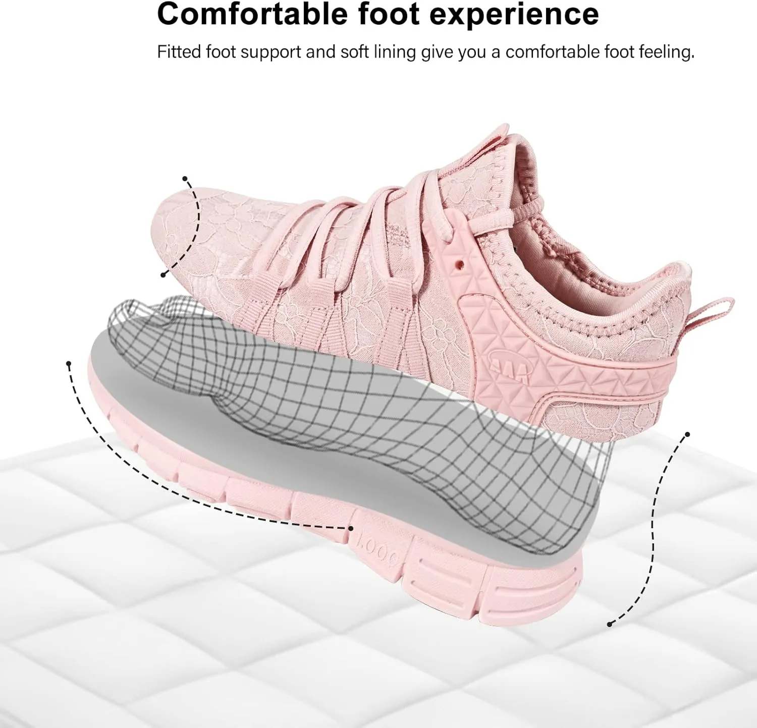 AOE Womens Fashion Walking Running Shoes Ultra Lightweight Breathable Mesh Tennis Shoes Non Slip Athletic Workout Gym Sneakers