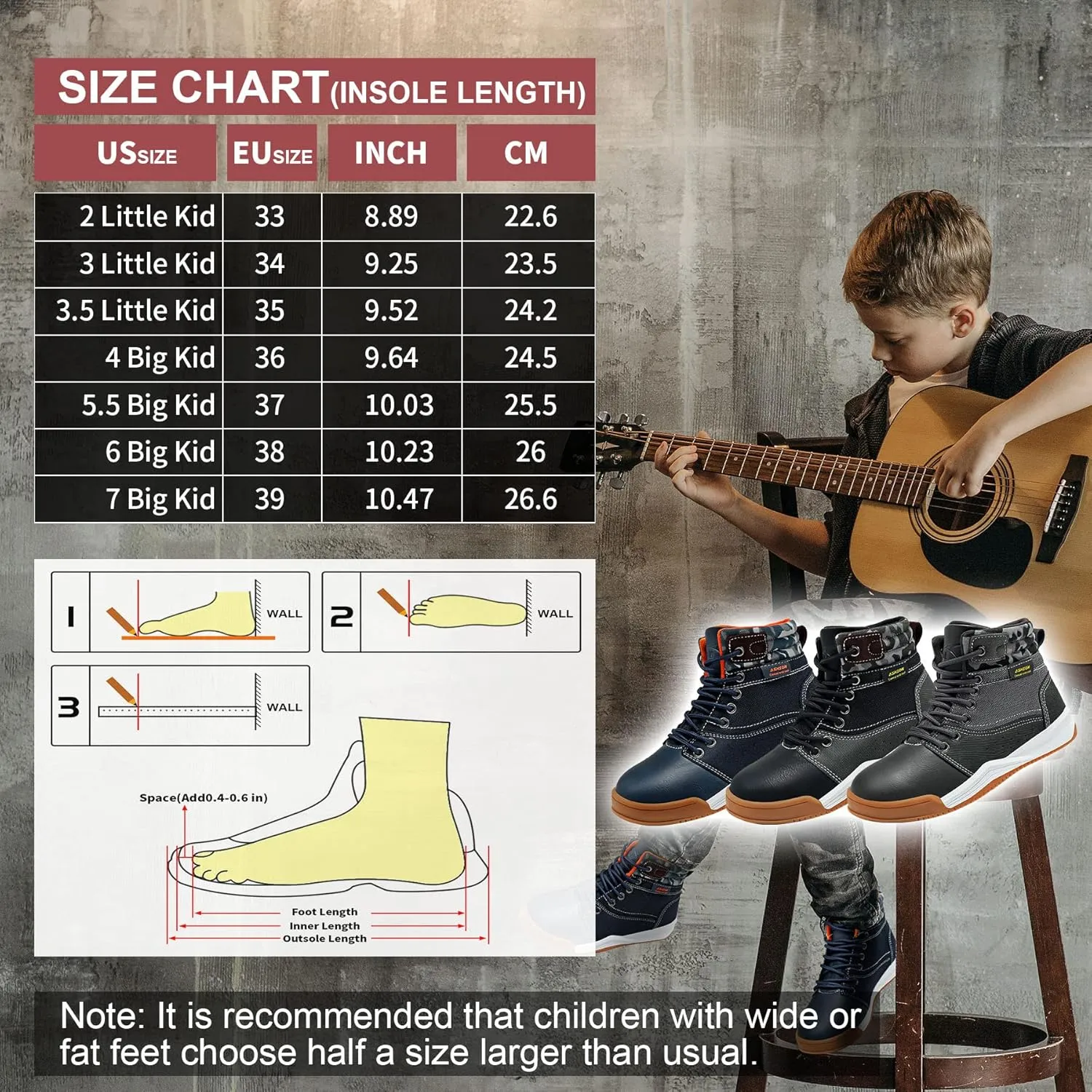 ASHION Kids Snow Boots for Boys Girls Winter High Top Non-Slip Boots Cold Weather Faux Fur Lined Warm Boots