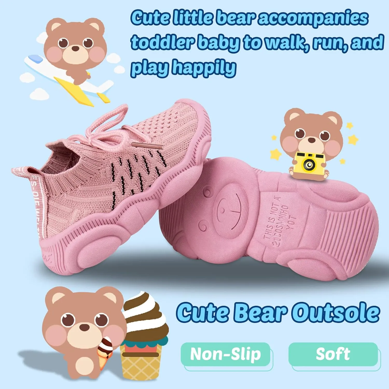 Baby Boy Girl First Walking Shoes Toddler Infant Mesh Sneakers Breathable Lightweight Non-slip Rubber Sole Summer