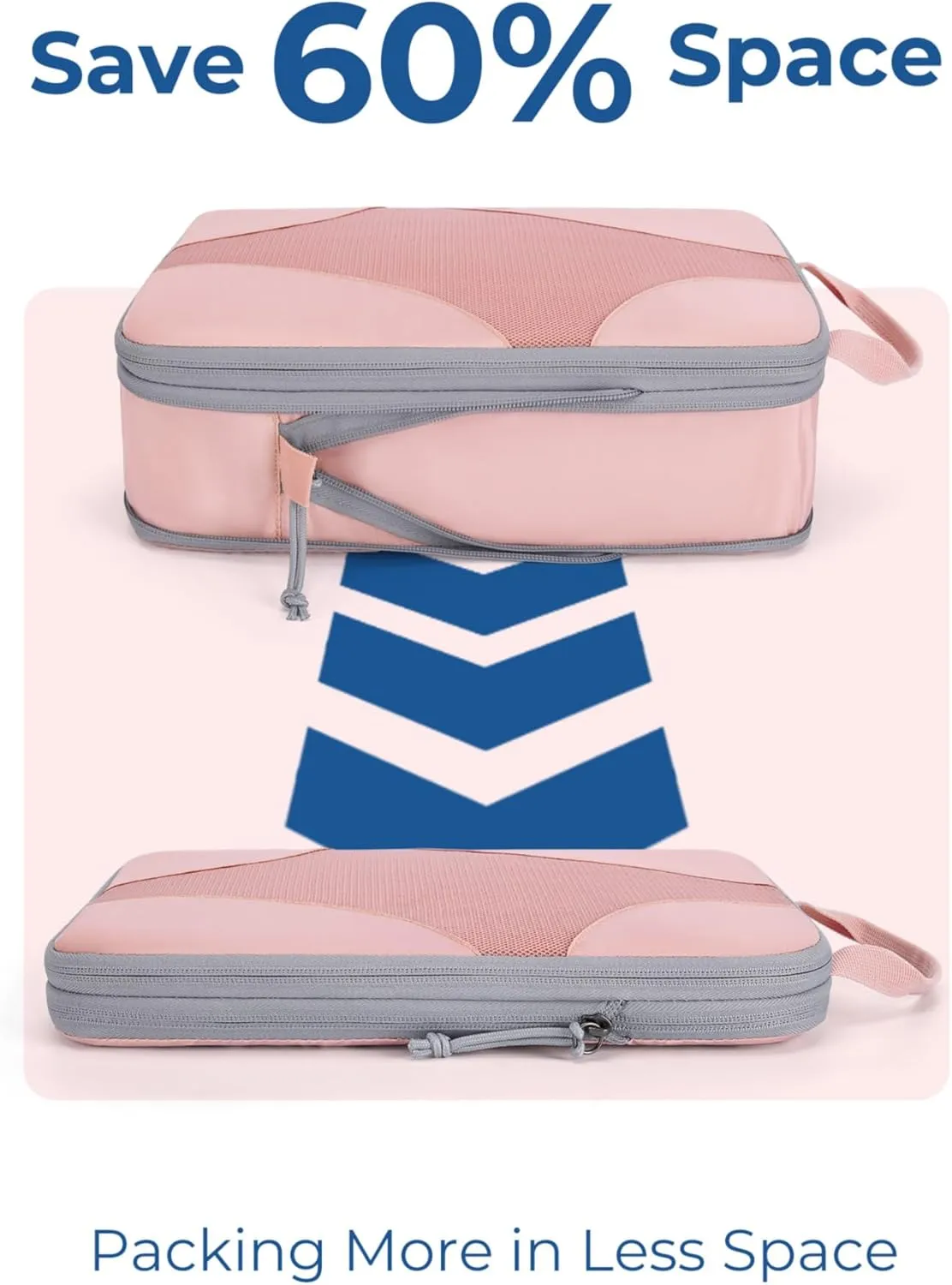 BAGSMART Compression Packing Cubes for Travel, Compressible Luggage Organizer for Cruise Ship, Lightweight Travel Essentials 6-Pack 1L 2M 2S 1Shoe Bag