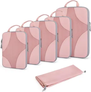 BAGSMART Compression Packing Cubes for Travel, Compressible Luggage Organizer for Cruise Ship, Lightweight Travel Essentials 6-Pack 1L 2M 2S 1Shoe Bag