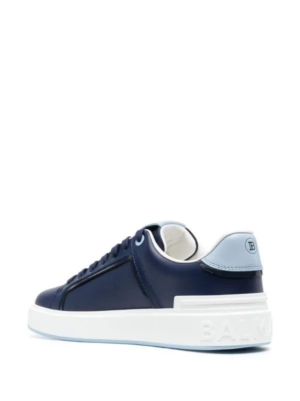 BALMAIN || LOGO-PATCH LOW-TOP SNEAKER