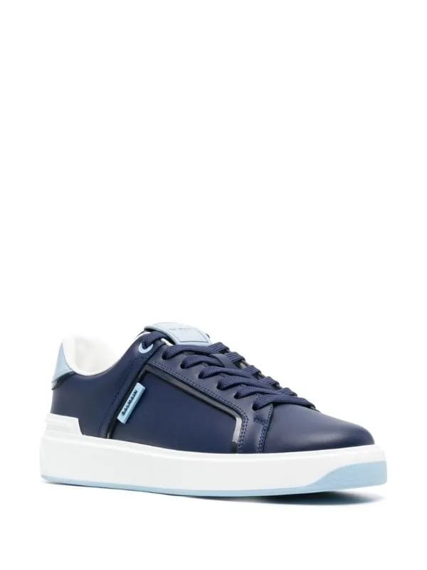BALMAIN || LOGO-PATCH LOW-TOP SNEAKER