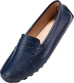 BEAUSEEN Women's Genuine Leather Penny Loafers Classic Driving Moccasins Casual Slip On Comfort Women Loafer Shoes