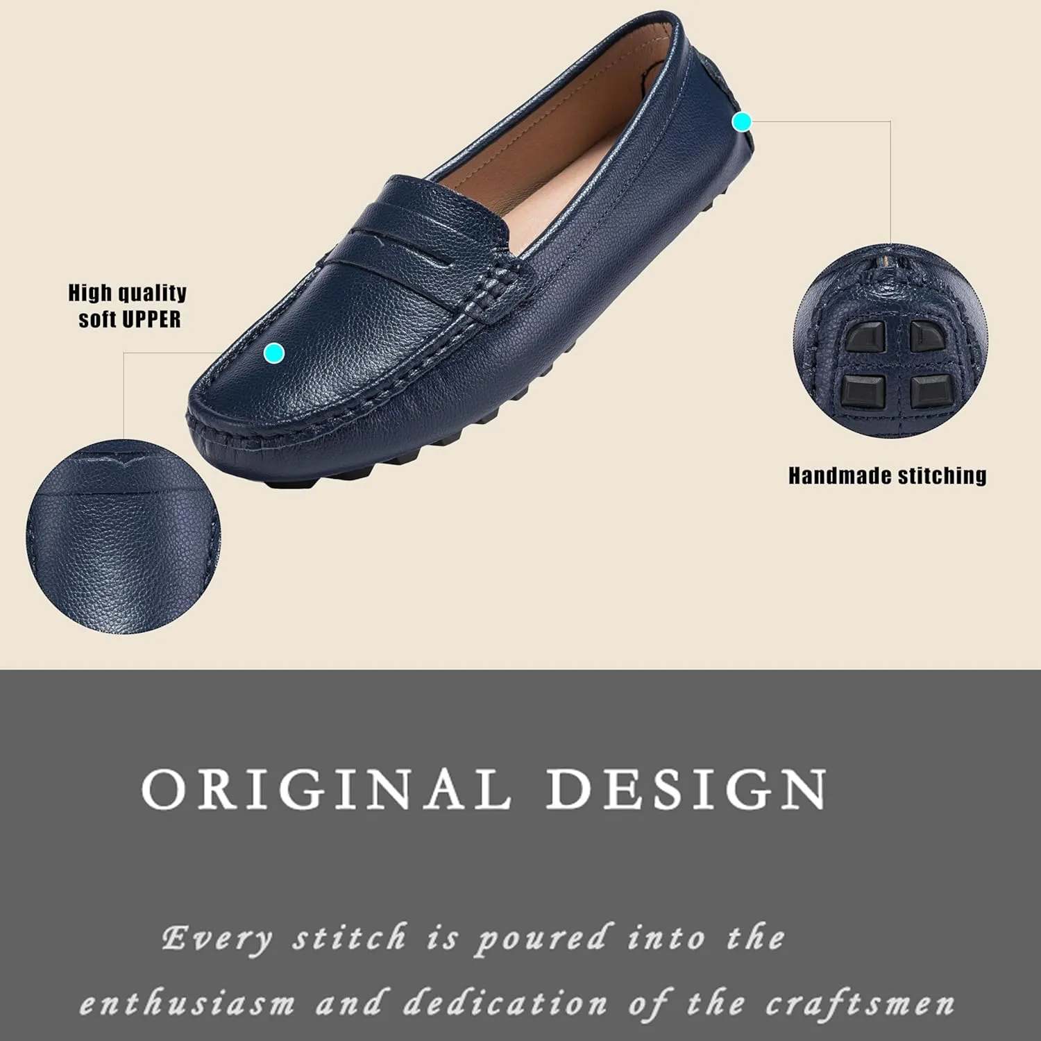BEAUSEEN Women's Genuine Leather Penny Loafers Classic Driving Moccasins Casual Slip On Comfort Women Loafer Shoes