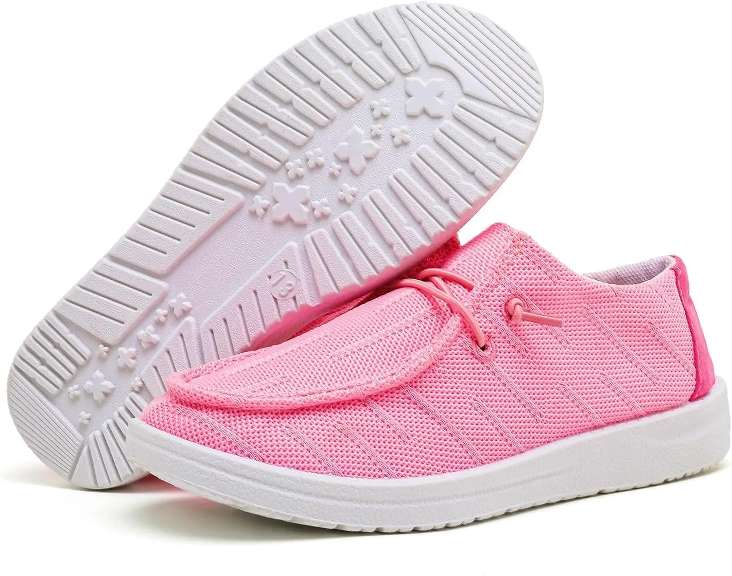 Betrue Kids Boys Girls Breathable Loafers Slip-On Casual Canvas Boat Shoes Lightweight Lace Up Loafers(Little Kid/Big Kid)