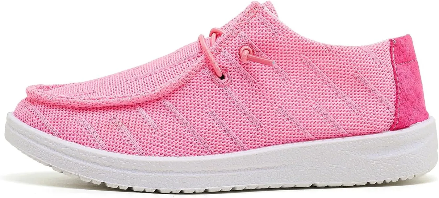Betrue Kids Boys Girls Breathable Loafers Slip-On Casual Canvas Boat Shoes Lightweight Lace Up Loafers(Little Kid/Big Kid)