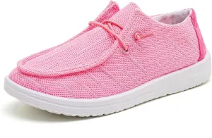 Betrue Kids Boys Girls Breathable Loafers Slip-On Casual Canvas Boat Shoes Lightweight Lace Up Loafers(Little Kid/Big Kid)
