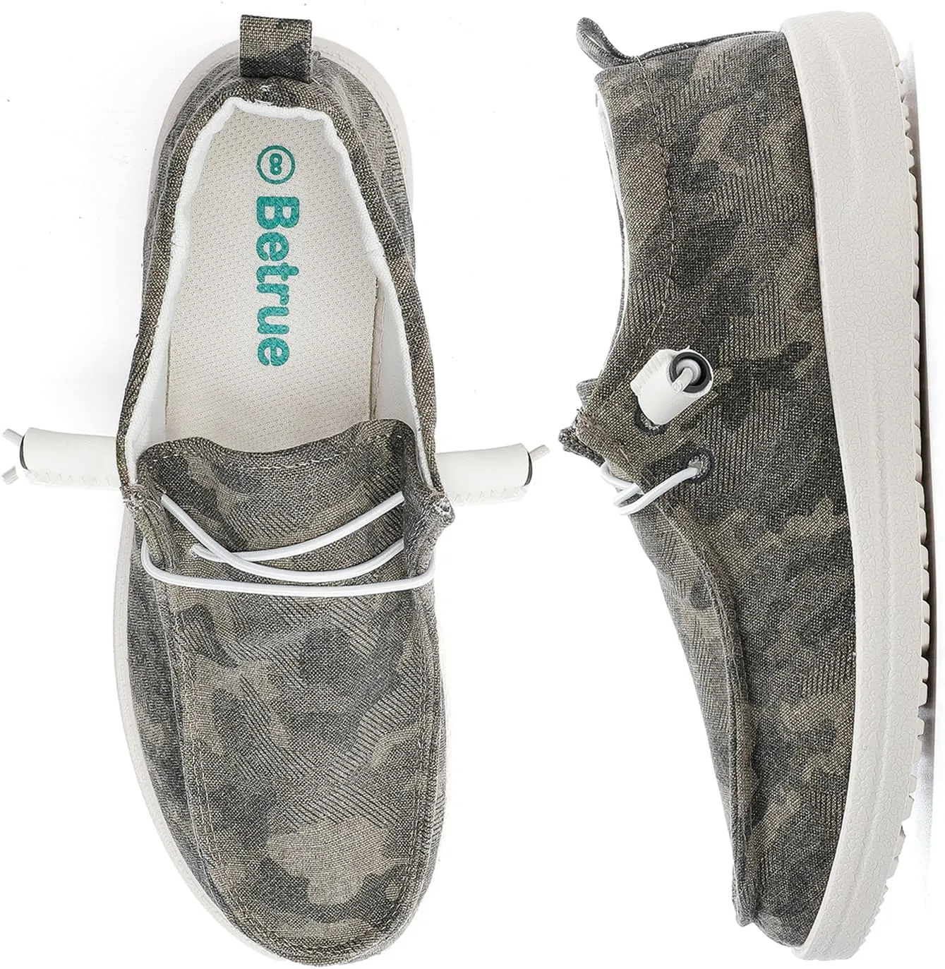 Betrue Women's Lightweight Boat Shoes, Casual Loafers, Slip On Deck Shoes, Breathable Canvas Walking Shoes