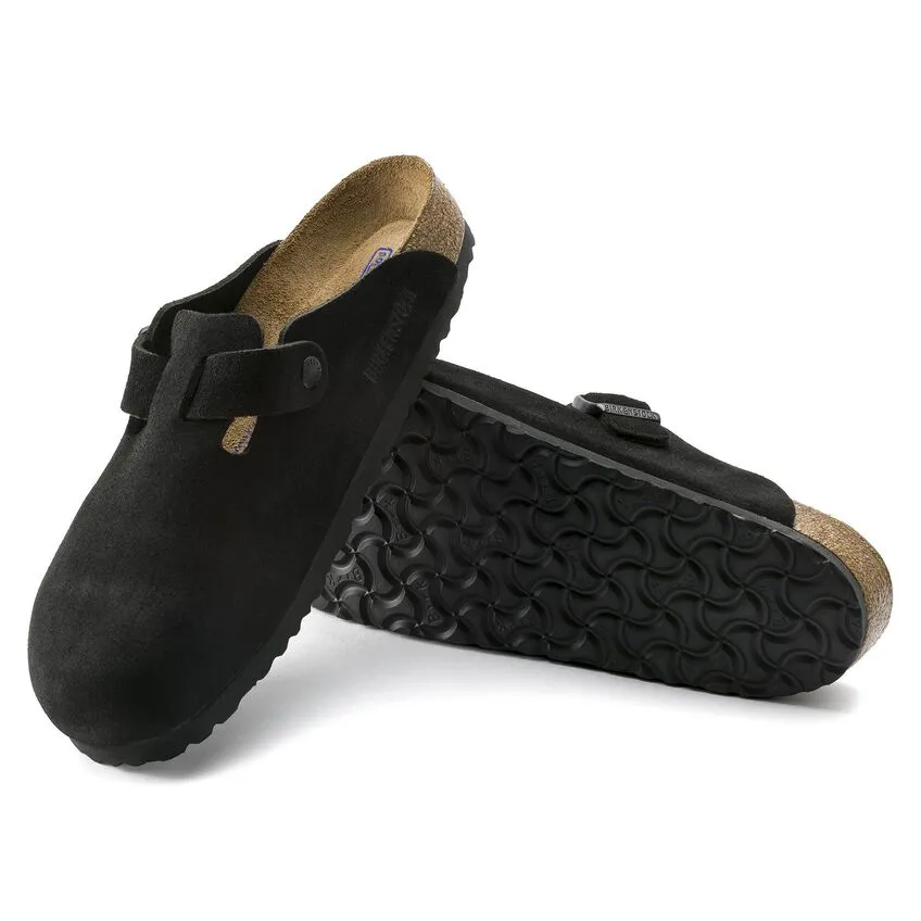 BIRKENSTOCK Boston Black Suede Clog