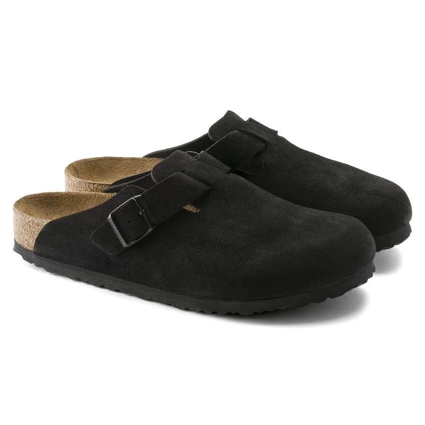 BIRKENSTOCK Boston Black Suede Clog