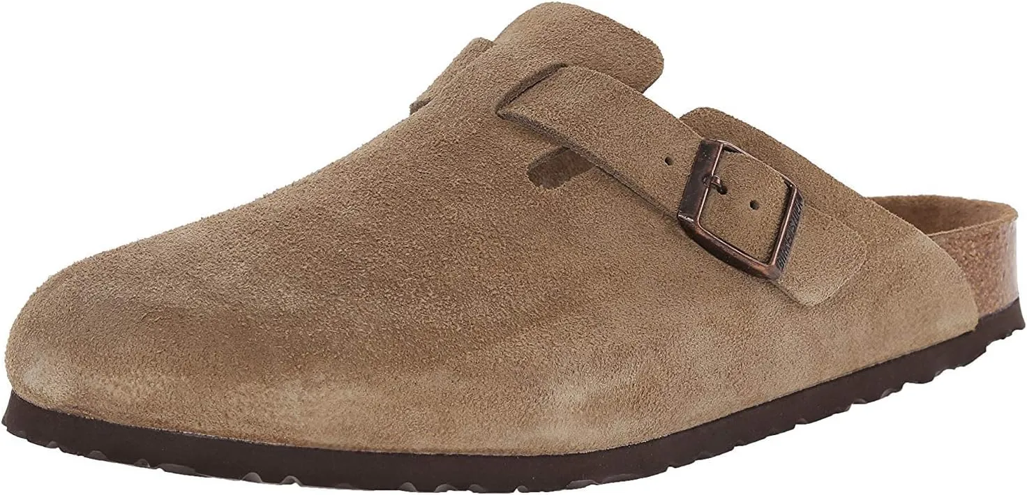 Birkenstock Women's Boston SFB Habana Oil Lt, Taupe Suede, 6-6.5