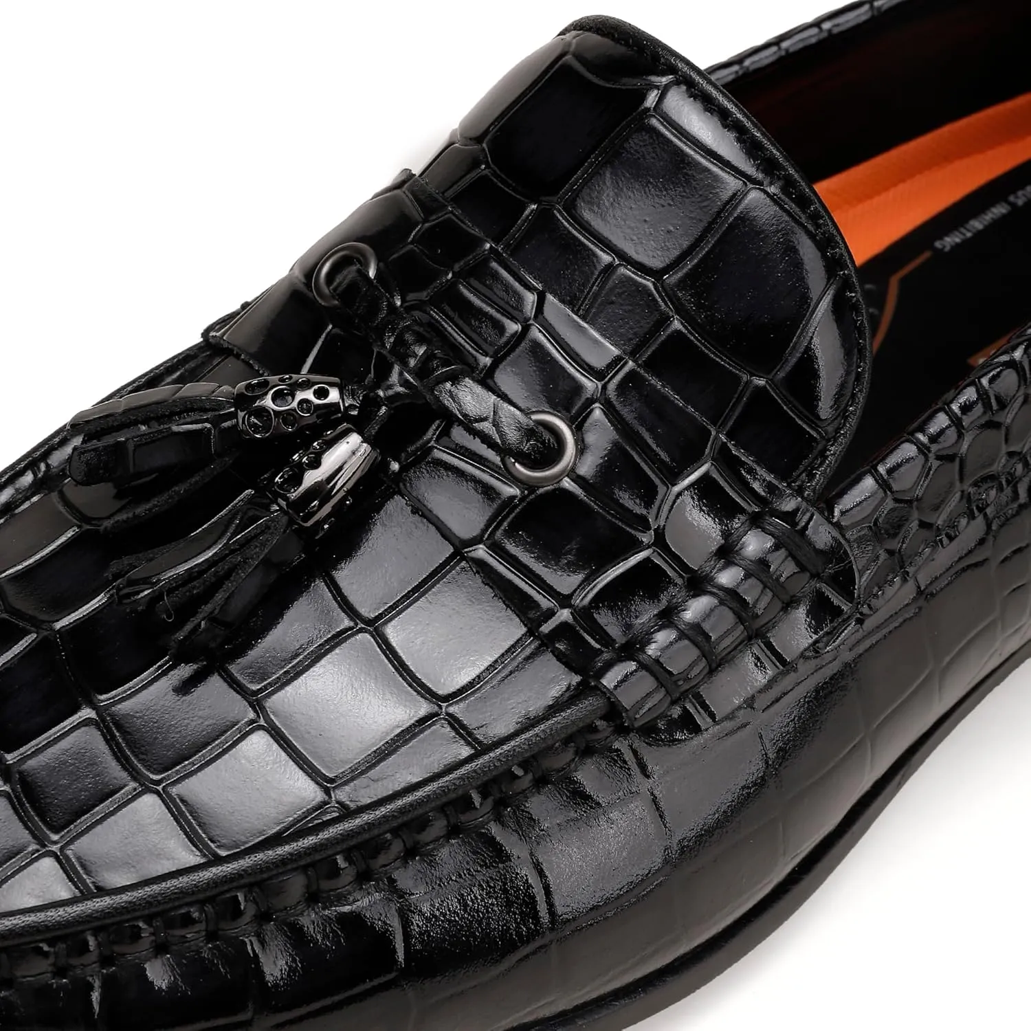 Black Tassel Loafer for Mens, Classic Smooth Leather Tassel Dress Shoes for Men