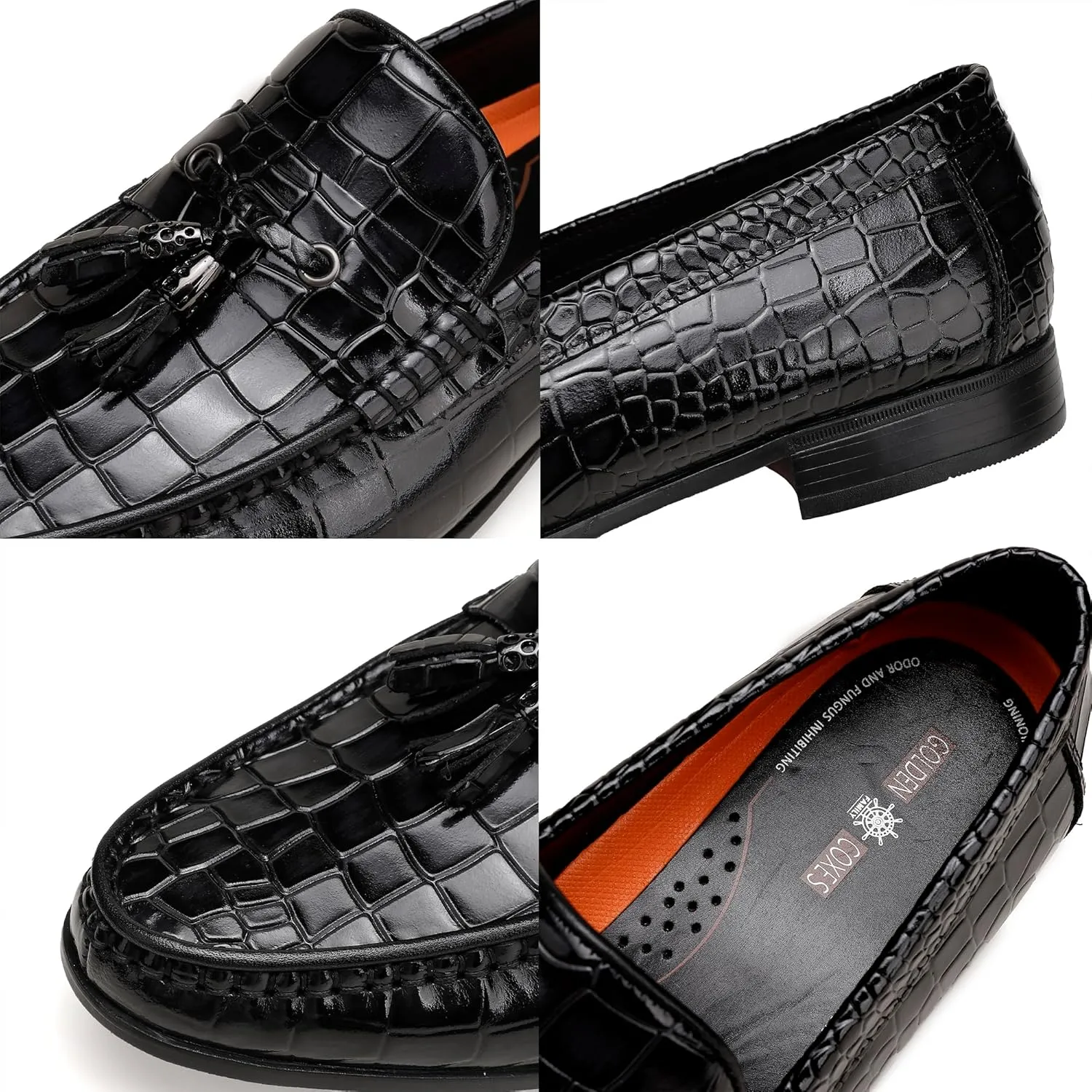 Black Tassel Loafer for Mens, Classic Smooth Leather Tassel Dress Shoes for Men