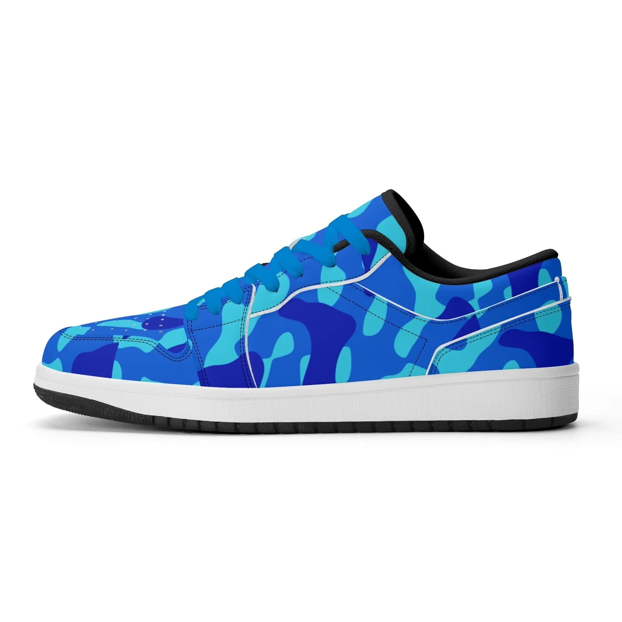 Blue Camouflage Low Top Leder Sneaker für Herren