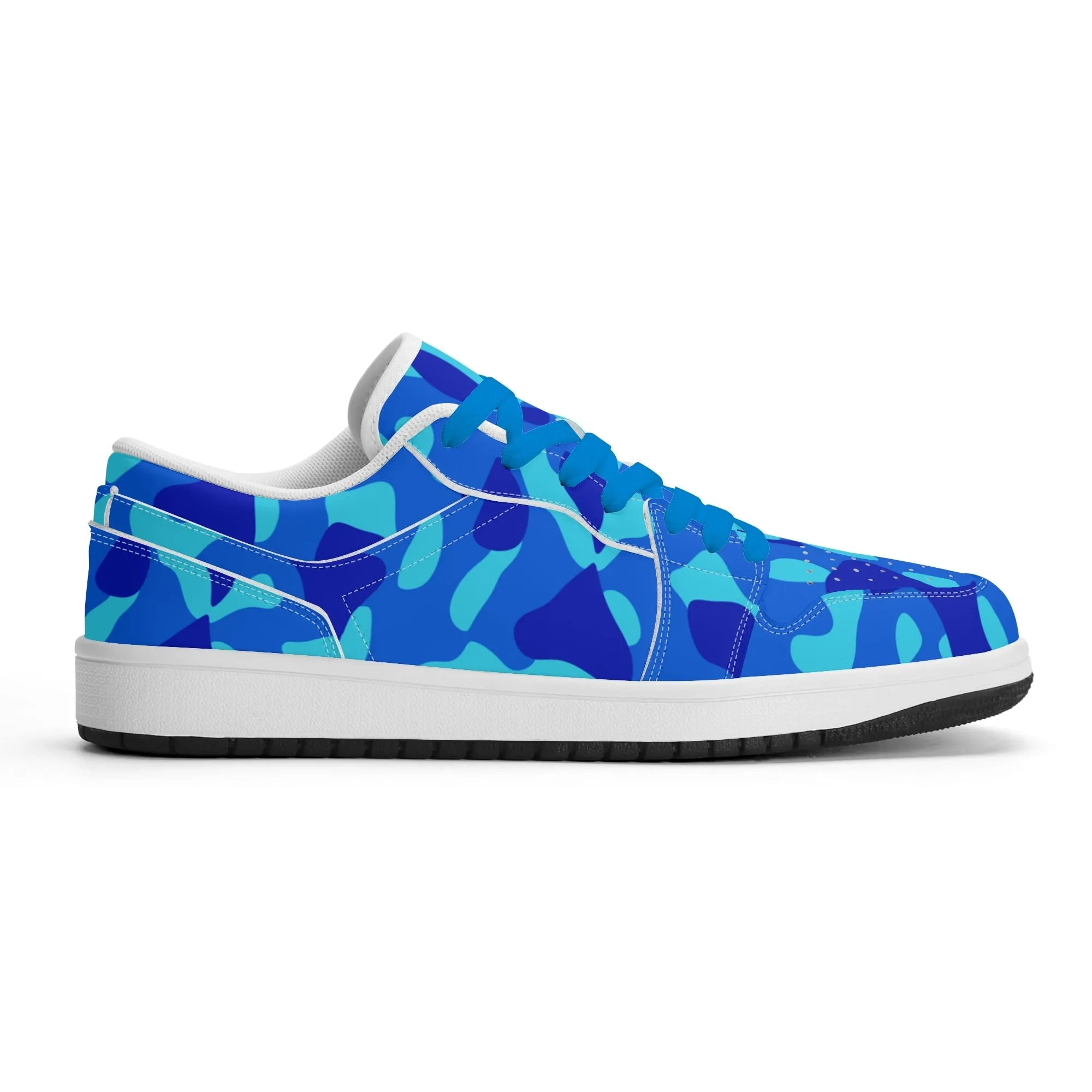 Blue Camouflage Low Top Leder Sneaker für Herren