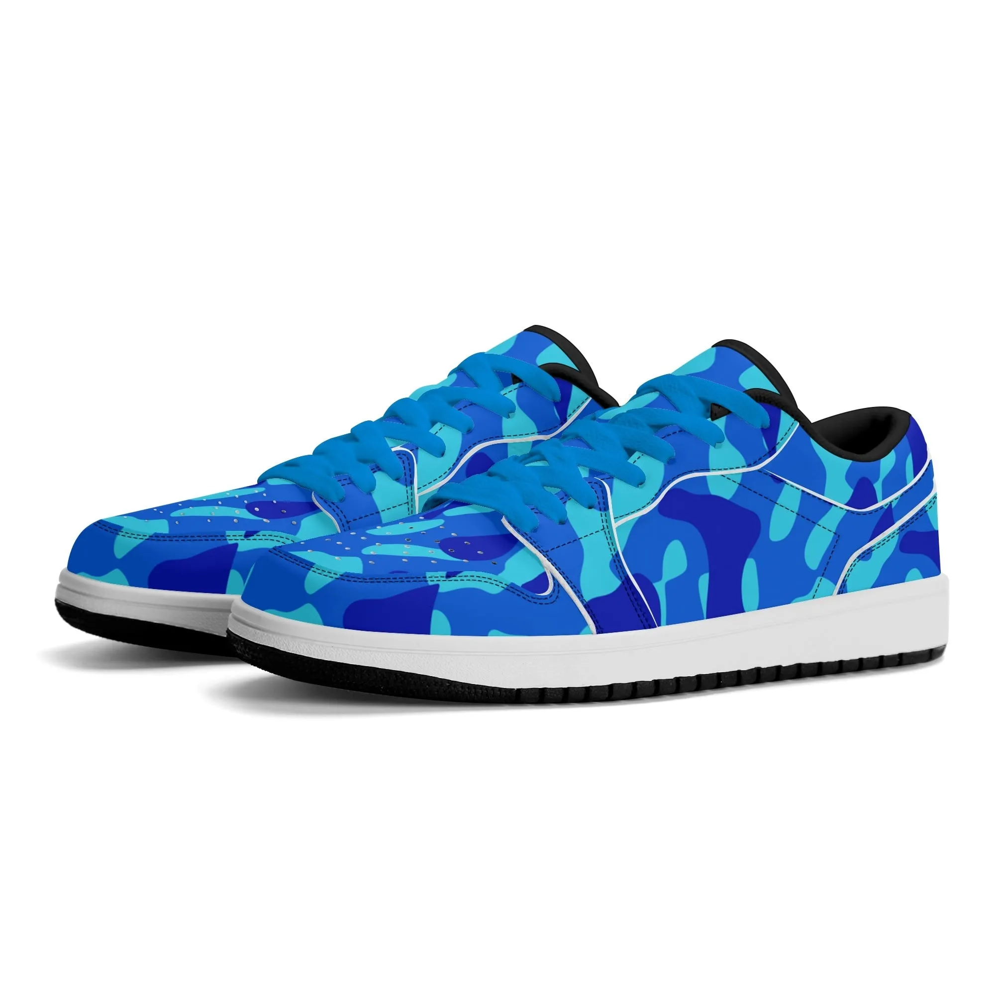 Blue Camouflage Low Top Leder Sneaker für Herren
