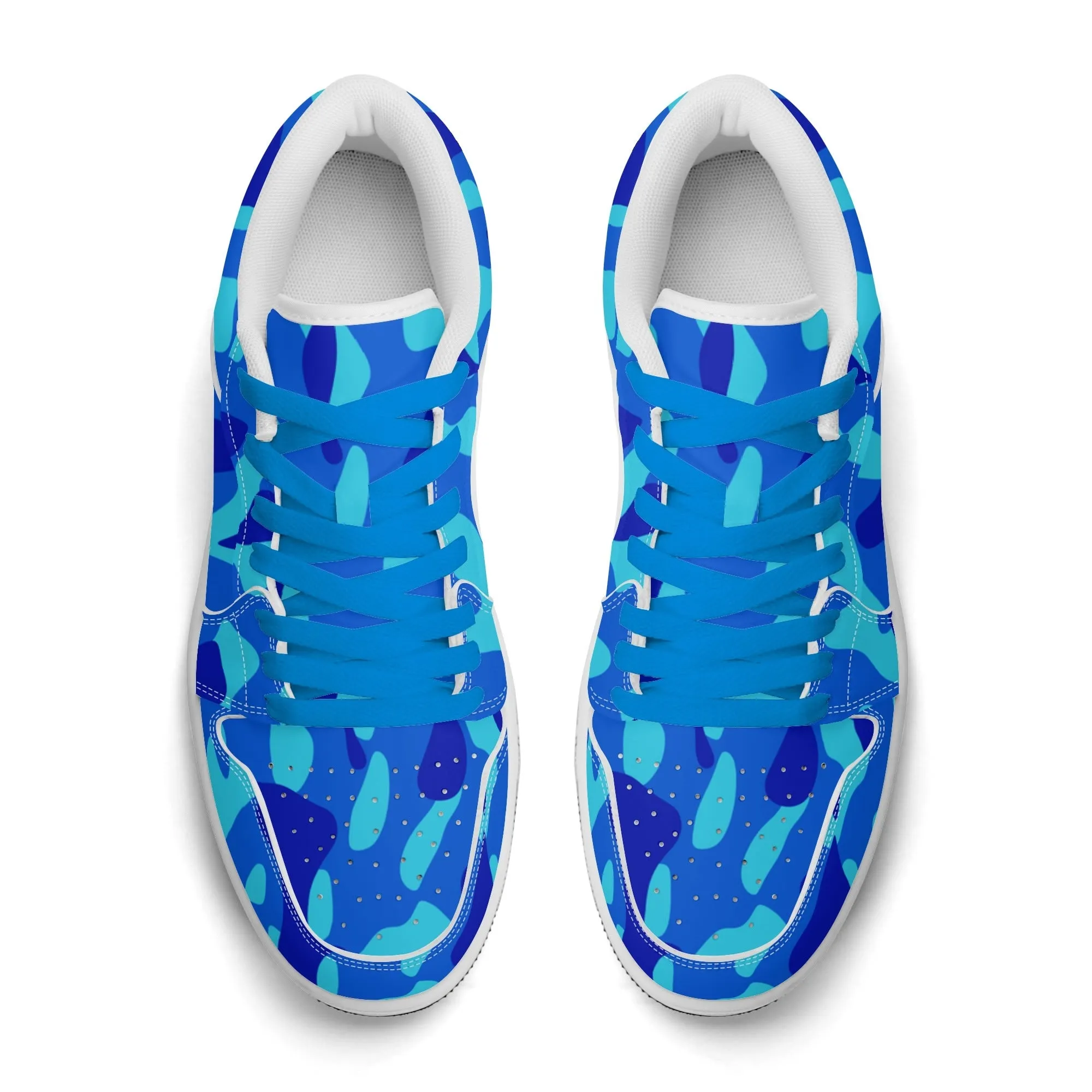 Blue Camouflage Low Top Leder Sneaker für Herren