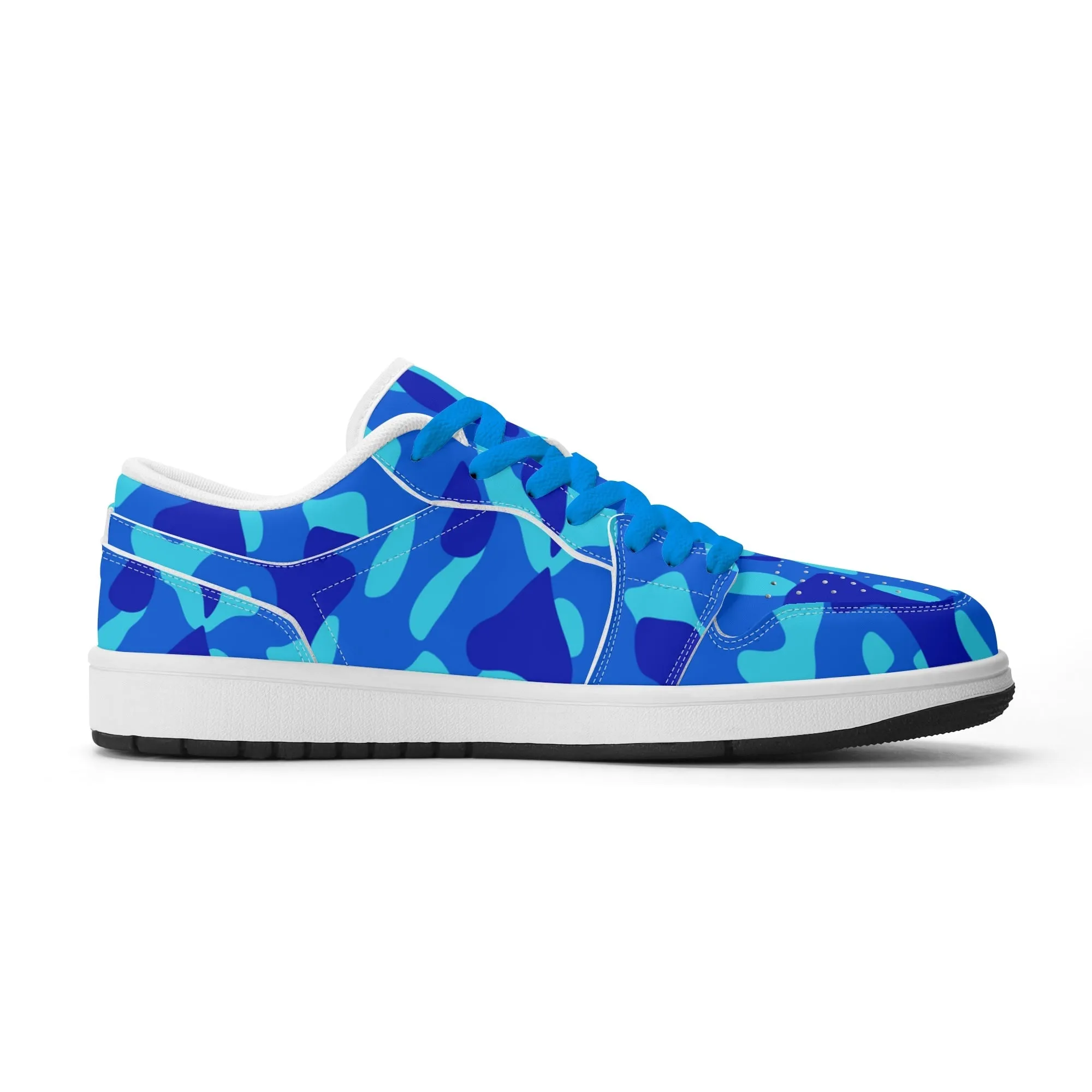 Blue Camouflage Low Top Leder Sneaker für Herren